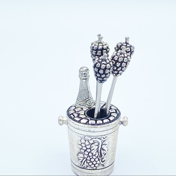 Vintage European Silver Plated Olive Cocktail Fork Set - Picture 3 of 10